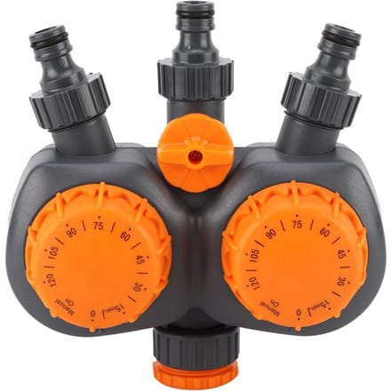 Tuinwatercontroller Schakelaar G3/4   met Dubbele Kop Irrigatie Mechanische Timer Waarde black