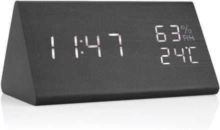 Houten Digitale Wekker met LED Tijd, Temperatuur en Vochtigheidsweergave