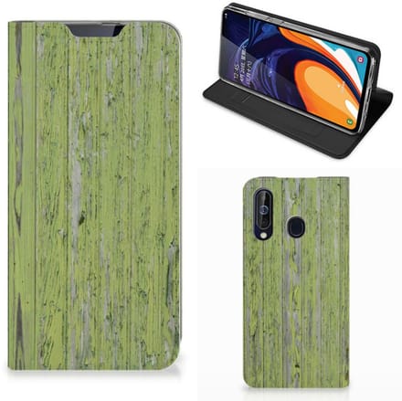 Samsung Galaxy A60 Book Wallet Case Green Wood