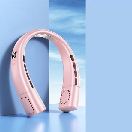 Draagbare stille USB-ventilator - Met digitaal LED-display - Bladloze miniventilator - Keramische plaat - 5 windsnelheden - Roze