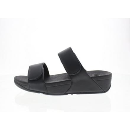 FitFlop Lulu Adjustable Leather Slides Dames Slippers - Zwart