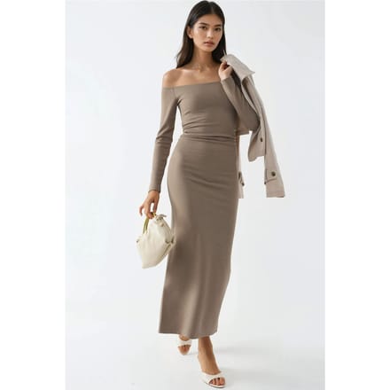 Off-Shoulder Bodycon Maxi Jurk