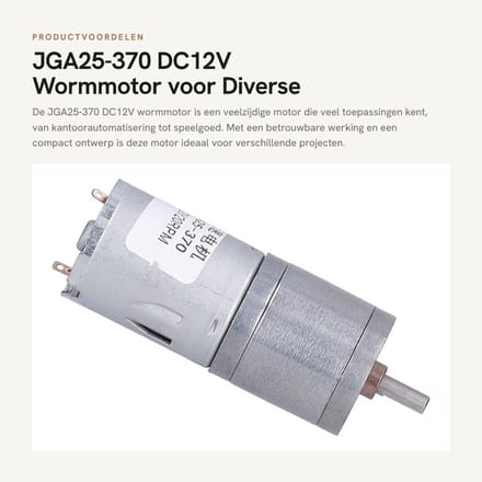 Dailygoods - JGA25-370 DC12V Wormmotor voor Diverse Toepassingen