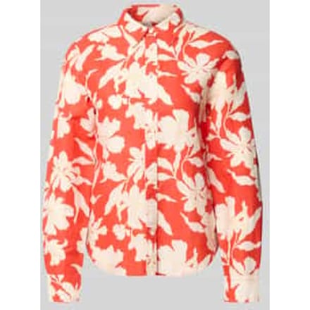 regular fit blouse van mix van katoen en linnen