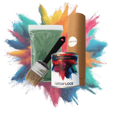 Flocking Kit Donkergroen Medium | 200gr. flocking poeder - 250ml flock lijm - applicator - kwast