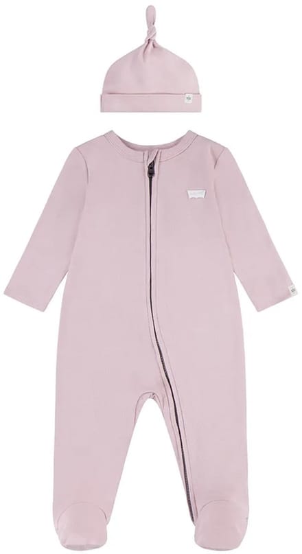 Levi´s ® Kids Footed Coverall Set Met Lange Mouwen Roze 3 Months Kinderen