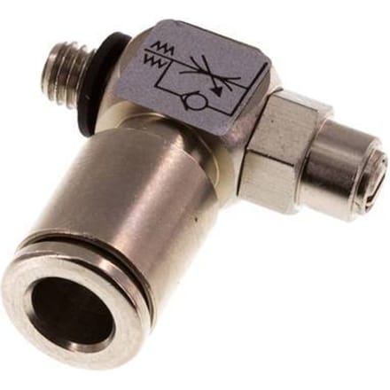 L-stuk Regelventiel 6 mm - M5 Regeling-in Messing Sleufschroef Banjo