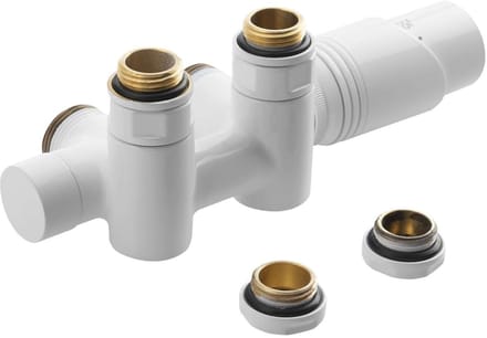 Bruckner Wicher - Thermostatische aansluitset, middenaansluiting 50 mm, wit 600.331.4