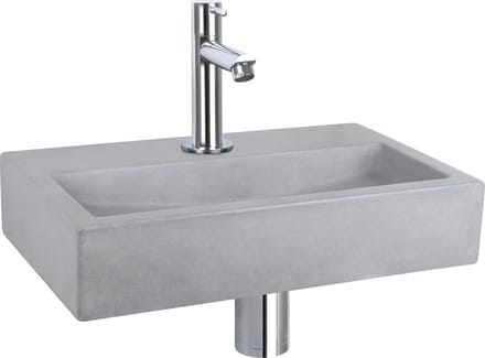 Differnz Flat Fonteinset - Beton lichtgrijs - Kraan recht chroom - 38 x 24 x 8 cm