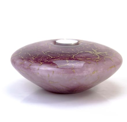 Loranto - Urnen - Mini Urn Theelichthouder Disc - Paars/Goud - Glasurn