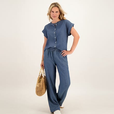 Je m'appelle Dames Broek Straight fit - Blauw - Maat M