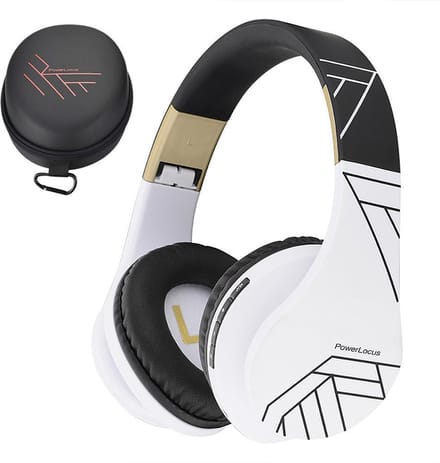 PowerLocus P2 - Draadloze Over-Ear Koptelefoon Inklapbaar - Bluetooth Hoofdtelefoon - Met microfoon – Headphone - Micro SD mode – Incl. Carry Case - Zwart/Wit