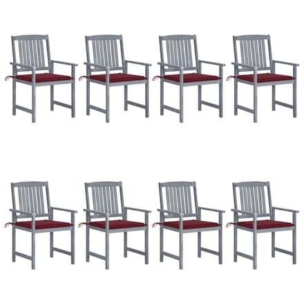 vidaXL - Tuinstoelen - 8 - st - met - kussens - massief - acaciahout - grijs