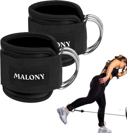 Malony Ankle Strap Fitness - Lifting Straps - Enkel Straps - Ankle Cuff Strap - 2 stuks - Zwart