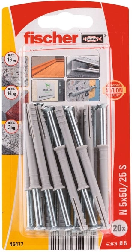 Fischer 045477 N 5 x 50/25 S K NV Spijkerplug 50 mm 5 mm 1 set(s)
