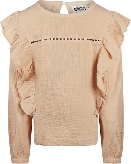 No Way Monday Blouse met roezels Beige maat 140