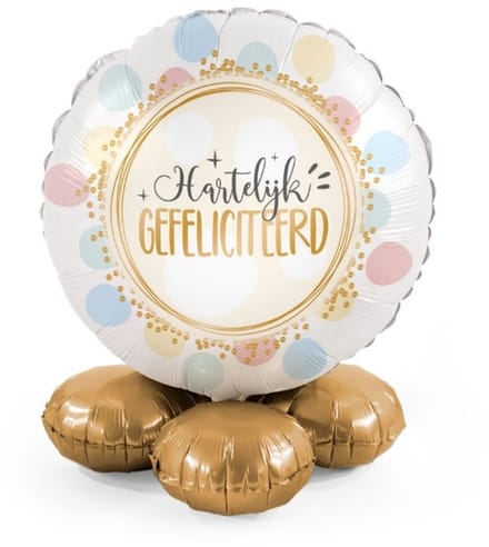 Hartelijk gefeliciteerd - Ballonnen set met standaard - Everloon