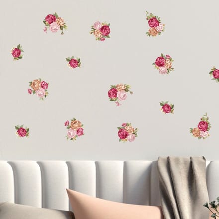 Muurstickers - Rozenboeket - Transparante achtergrond - 100x100cm