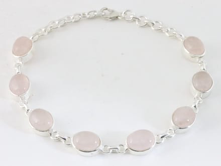 Hoogglans zilveren armband met rozenkwarts