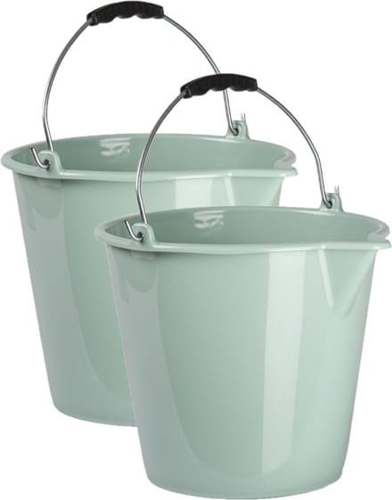 Plasticforte Emmer - 2x stuks - mintgroene - 9 liter - schoonmaak emmer - met schenktuit