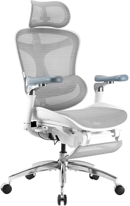 SIHOO DORO C300 PRO Ergonomische Bureaustoel - Met voetsteun - Mesh met Hoge Rugleuning - 6D-armleuningen - Wit