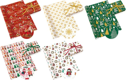 Cadeaupapier 70x200 cm - Kerstafbeeldingen 2 - 5 stuks