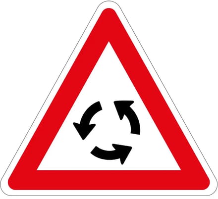 Pas op rotonde bord - J9 | gecoat dibond materiaal | 15 cm