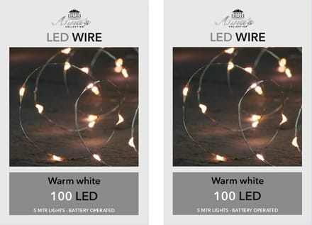Anna's Collection Draadverlichting - 6x - lichtsnoer - 100 led lampjes - warm wit - 500 cm - batterij