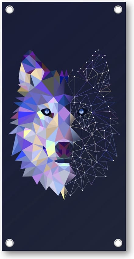 Abstracte Wolf - Tuinposter 100x200 - Wanddecoratie - Minimalist - Dieren