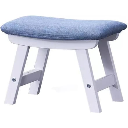 Voetenbank Houten Structuur Schuimkussen Opstapkrukje Woondecoratie Wit Blauw gray