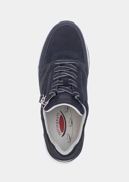 Leren sneakers met ritssluiting - marine - Gr. 39 van Goldner Fashion