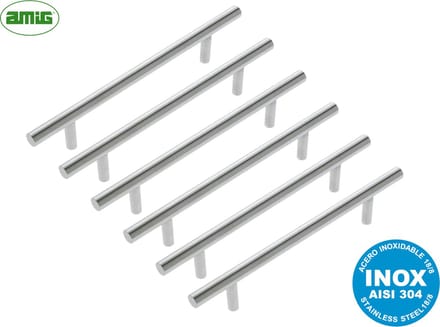 AMIG Luxe Handgreep Meubelgreep Lade Kast - 6 stuks - Hartafstand 256mm - ø12mm - RVS 304