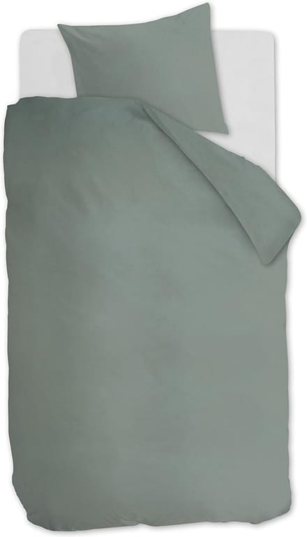 Ambiante Cotton Uni dekbedovertrek - Effen - Eenpersoons - 140x200/220 cm - Groen