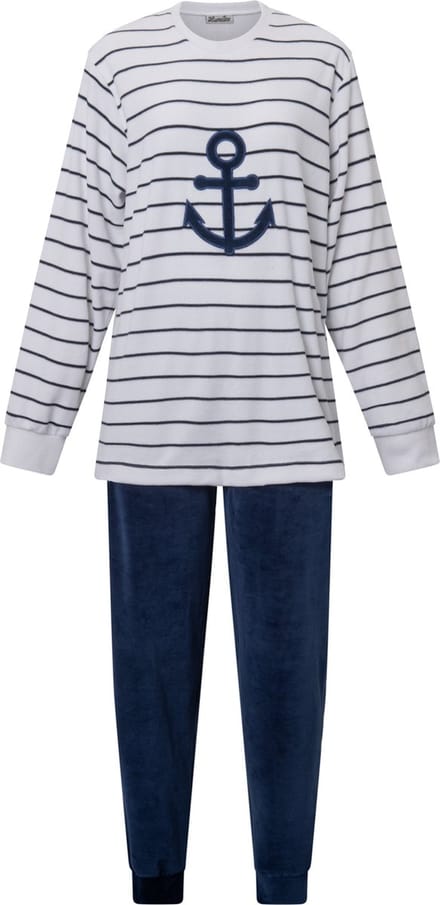 Lunatex dames pyjama velours - maat L - Anker - wit