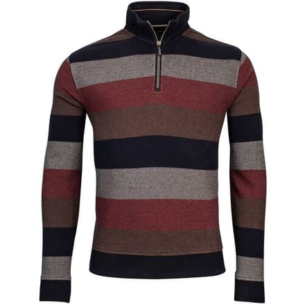 Baileys Trui Sweat Halfzip Jacquard Piqué Yarn Dyed Stripe Dark Terra / male