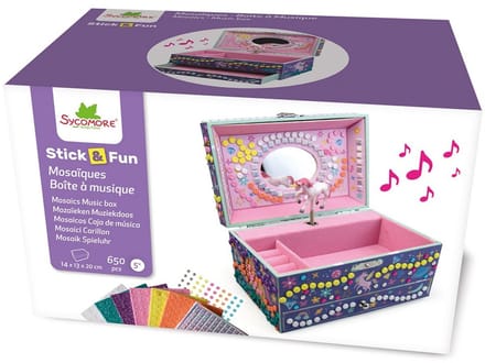 Sycomore mozaïek speelgoed muziekdoos eenhoorn creatief knutselen.