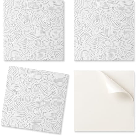 Set vinyltegels met abstracte print van golvende lijnen 9x30x30 cm