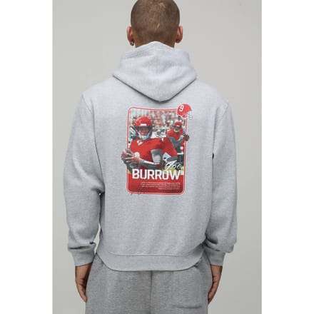 Oversized Hoodie Met Nflpa Joe Burrow Licentie Opdruk | Grey Marl | Size Medium
