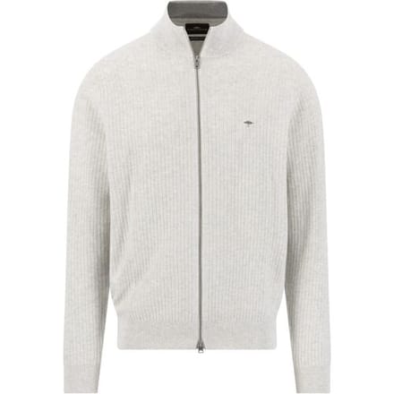 Fynch-Hatton Vest Ribbed Knit Stand-Up Zip Snow White / male
