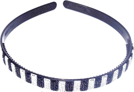 Diadeem zwart-zilver strass blokjes