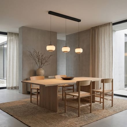 Quitani LED hanglamp Shiro, 3-lamps, in hoogte verstelbaar, glas