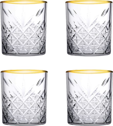 Pasabahce - Whisky glazen - 8x - Timeless serie - transparant/goud - 350 ml
