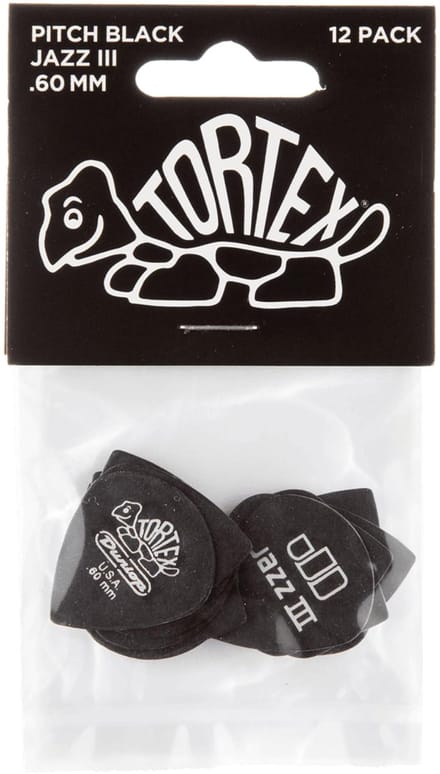 Jim Dunlop Tortex - Plectrums - Standard Jazz III - 0,60 mm - Player's Pack 12 Stuks