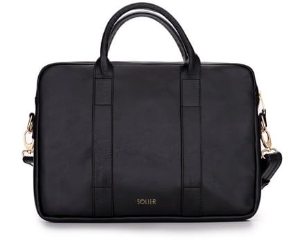Solier Dulce - Dames laptoptas - Echt leer - Voor laptop tot 15,4 inch - Zwart