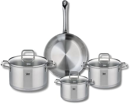 Set van 1 Koekenpan 24 cm en 3 kookpotten 14, 16 en 20 cm Elo Profi Citrin