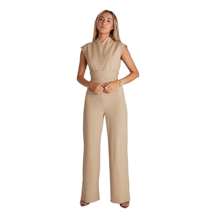 Odd Muse Dames/Dames Jumpsuit met Strikband (Kameel)