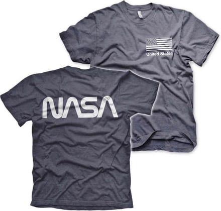 NASA Heren Tshirt -L- Black Flag Blauw