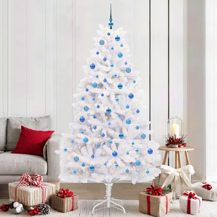 vidaXL - Kunstmatige - Hinged - Kerstboom - Wit - 210 - cm - PVC - en - Staal