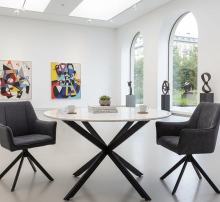 Eettafel Rond Marmer 130 cm - Wit - Novihome