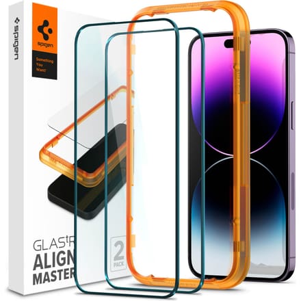 Spigen GLAStR EZ Fit Screenprotector 2 Pack + Applicator voor de Apple iPhone 14 Pro Max